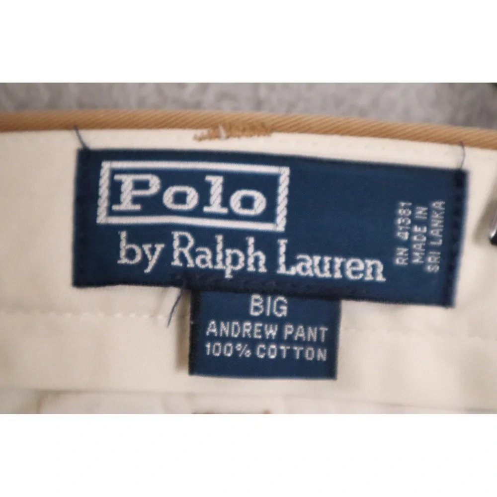 Polo Ralph Lauren Andrew Pant Mens 44B 34 Tan Khaki Pleated Chino Big Tall